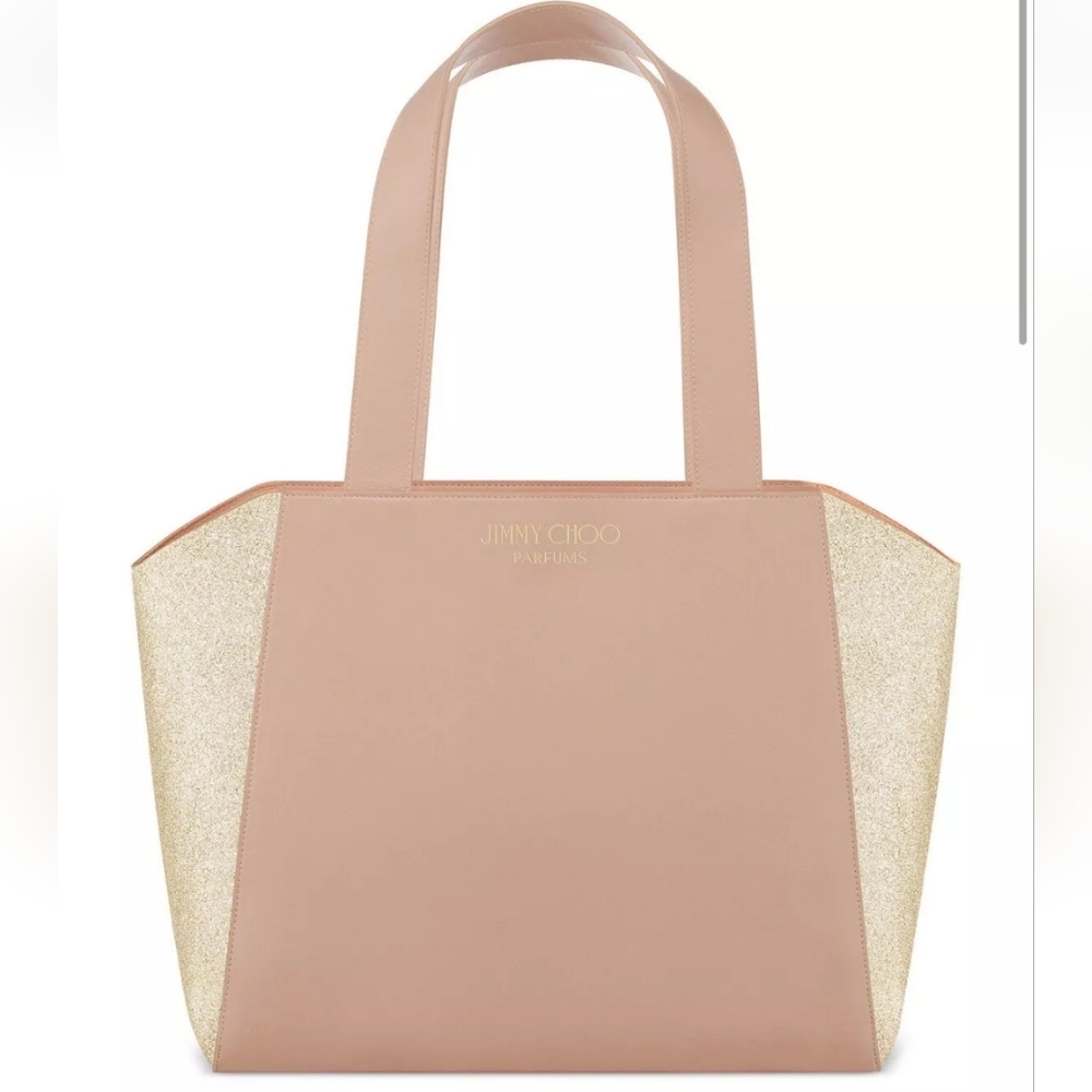 Jimmy Choo Pink Gold Metallic Tote Bag NEW
